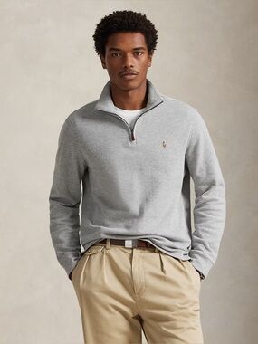 Ralph Lauren: POLO Light Gray Quarter-Zip Pullover